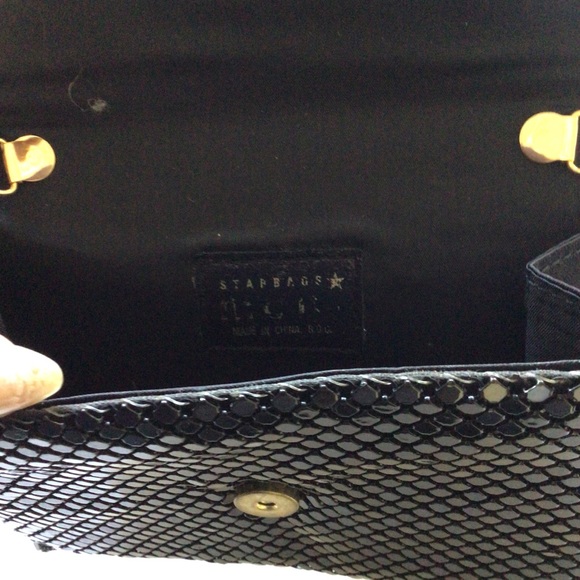 VINTAGE STAR BAGS BLACK METAL MESH EVENING BAG - Picture 7 of 8